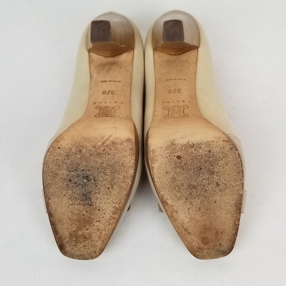 Celine Nude Leather Block Heels Pumps size 37 - Picture 8 of 11
